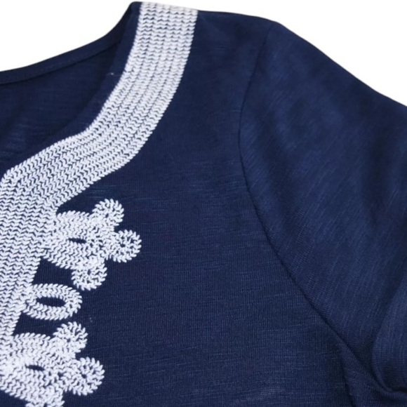 Lilly Pulitzer MAISY Swing T-Shirt Dress True Navy with White Embroidery Size S - Picture 10 of 11